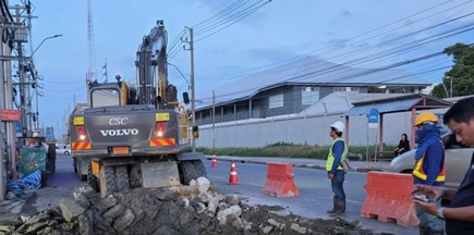 曼谷三森路路面塌陷　都實區急修並籲民眾改道