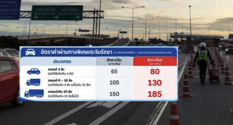 曼谷西環快速道路12月漲價　4輪車通行費調至80泰銖