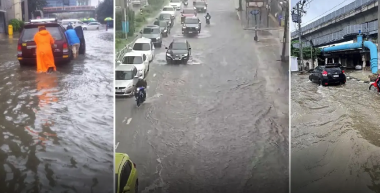 曼谷豪雨多處積水　最高雨量105.5毫米交通受阻